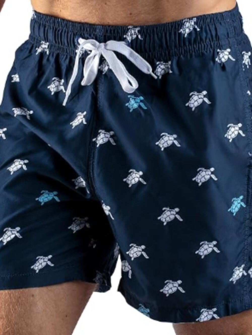 NWT Kanu Surf - Navy Terrapin Navy/White Turtle print swim trunks, M 5" inseam